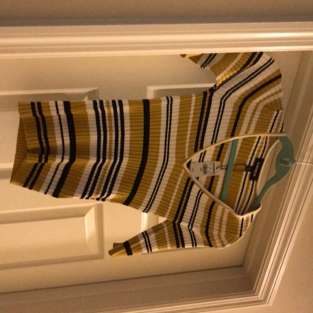 Yellow stripped sweater. Never worn